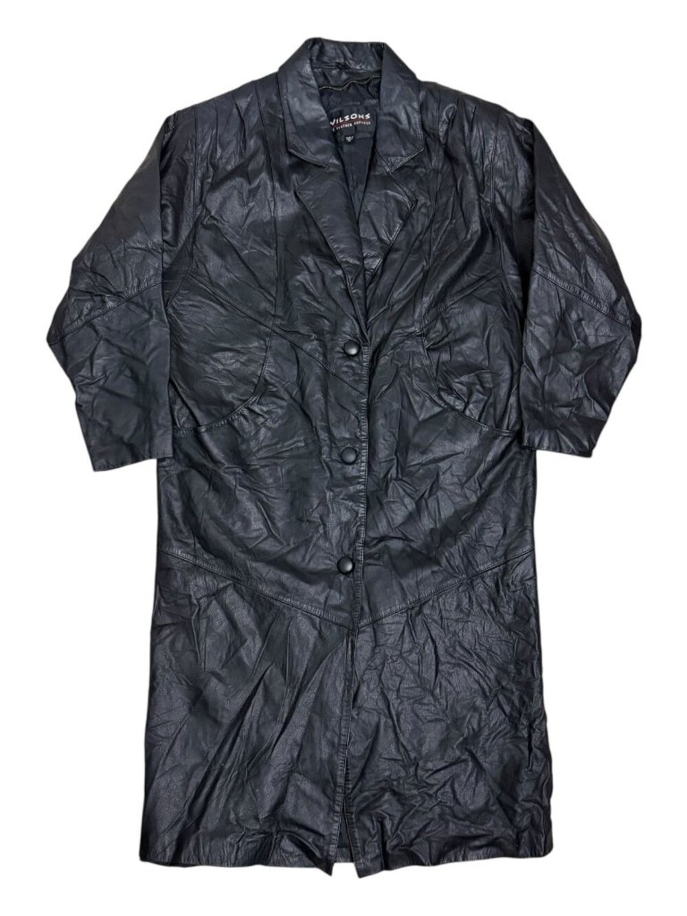 WILSONS LEATHER Long Goth Trench Vintage Retro Designer Jacket Coat Mens Medium